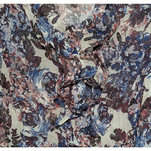 Tahari ASL Sheer Lightweight Ruffled Top Sleeveless Floral Blouse Plus Size 1X - Picture 8 of 11